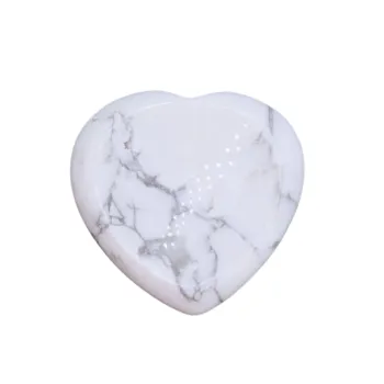 Howlite Handmade Craved 40MM Love Heart Thumb Worry Stone for Anxiety Stress Relief Meditation