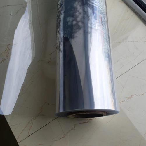 Transparent thermoformed RPET film roll