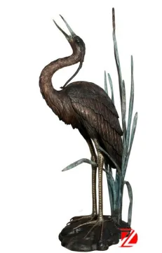 life size outdoor water bird statue in bronze