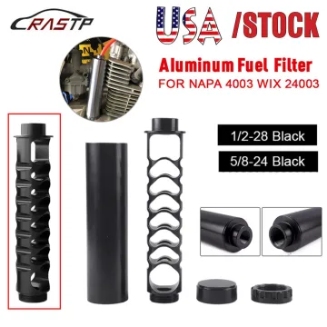6/10 Inch Balck Aluminum Spiral 1/2-28 or5/8-24 Single Core Car Fuel Filter for NAPA 4003 WIX 24003 RS3-OFI022