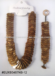 fashion shells weave necklace with bracelet high end jewelry set