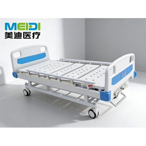 Medical Manual 2-Crank Hospital Bed, Mute Anti-Collision Castors, Adjustable Back & Leg