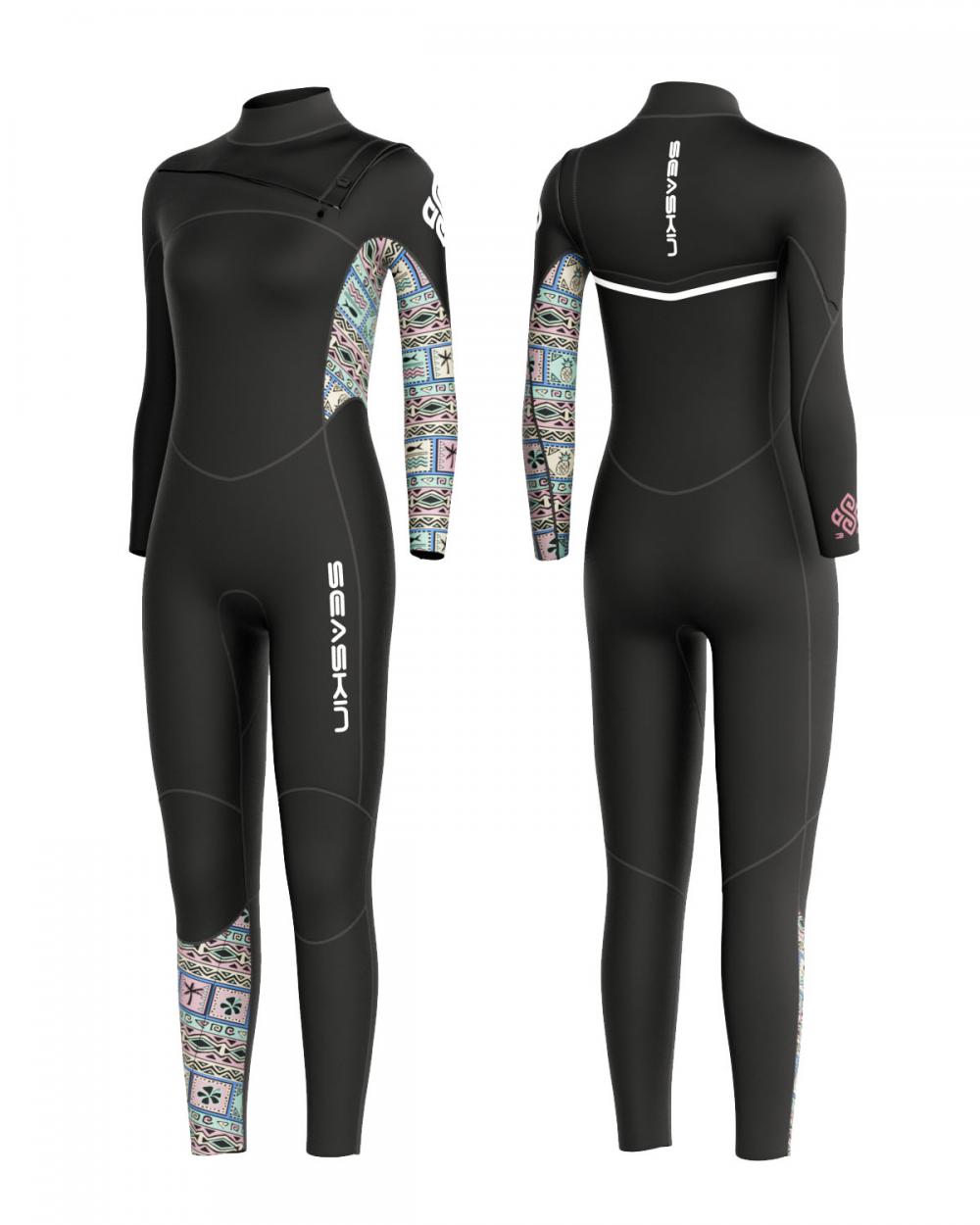 Seaskin Womens 4/3mm Stretch Steamer High Elastic Wetsuit Penuh