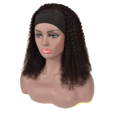 Wholesale Raw Indian Virgin Remy Human Cuticle Aligned Kinky Curly Hair None Lace Wigs For Black Women Glueless Headband Wig