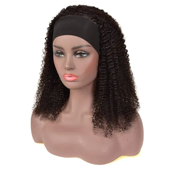 Wholesale Raw Indian Virgin Remy Human Cuticle Aligned Kinky Curly Hair None Lace Wigs For Black Women Glueless Headband Wig