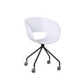 plastic swivel armchair with hollow back and wheels