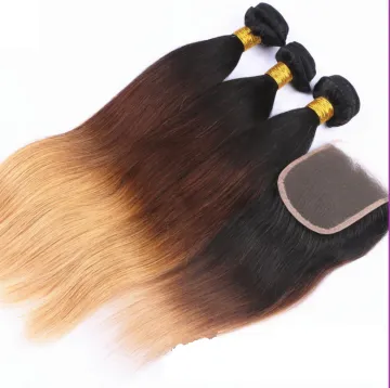 fast shipping weave human hair bundles,virgin Brazilian hair 3 bundles ombre BODY wave bundles with closure