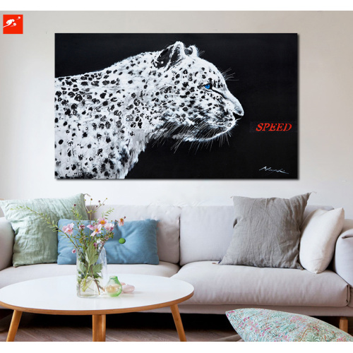 Black and White Leopard Oil Painting