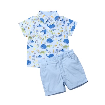 Pudcoco Summer Toddler Baby Boy Clothes sets Print Shirt Tops Short Pants 2Pcs Outfits Gentleman Formal Clothes 0-3Y