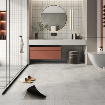 Bathroom Anti Slip Waterproof Flooring 30.4cm x 30.4cm Marble Self-Adhesive Tile