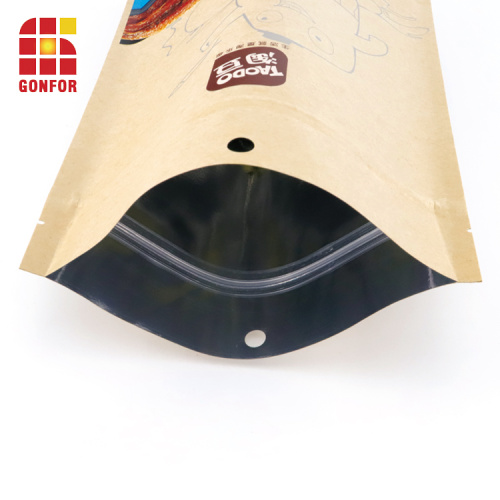 Kraft paper stand up bag for food fried fish packaging