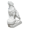 Elegant Sitting Canine Sculptures Hand-Made White Marble