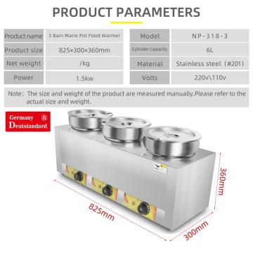 Tangki Bain Marie 3 Sauce Warmer Bain 3