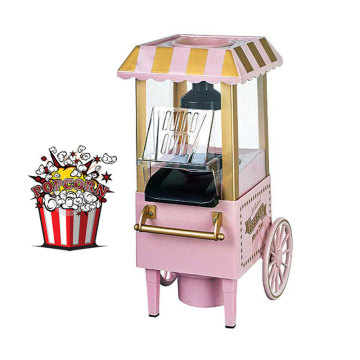 Car-Shaped Pink Popcorn Machine with Hot Air Circulation and 0.27L Capacity