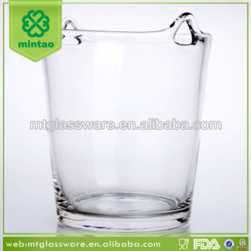 Clear glass beer and wine ice bucket with holder