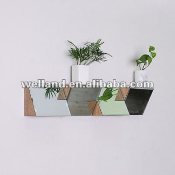 Wood wall mount mirror shelf C