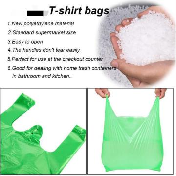 Verde Albastru Polietilenă HDPE Tricou Ambalare Pungi de plastic imprimate cu mâner cu buclă