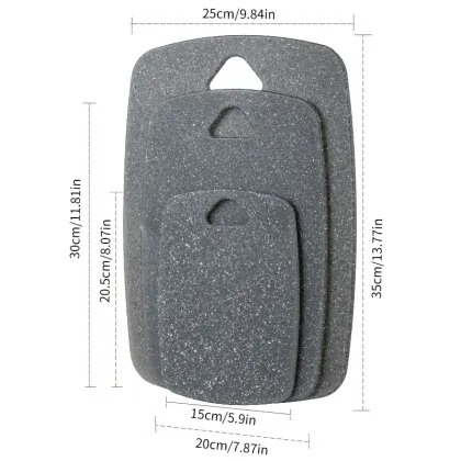 White Grain Plastic Cutting Board Set with Juice Groove for Kitchen