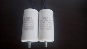 metal top white shell capacitor, ceiling fan capacitor two wires capacitor