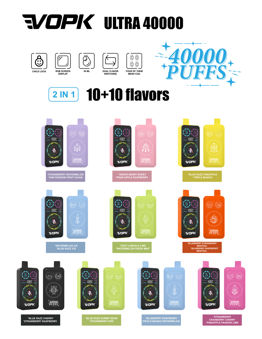 VOPK ULTRA 40k puffs flavors VOPK ULTRA 40k puffs flavors