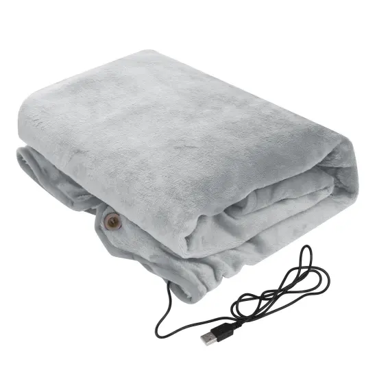 Washable USB Heated Plush Throw Blanket with Buckle