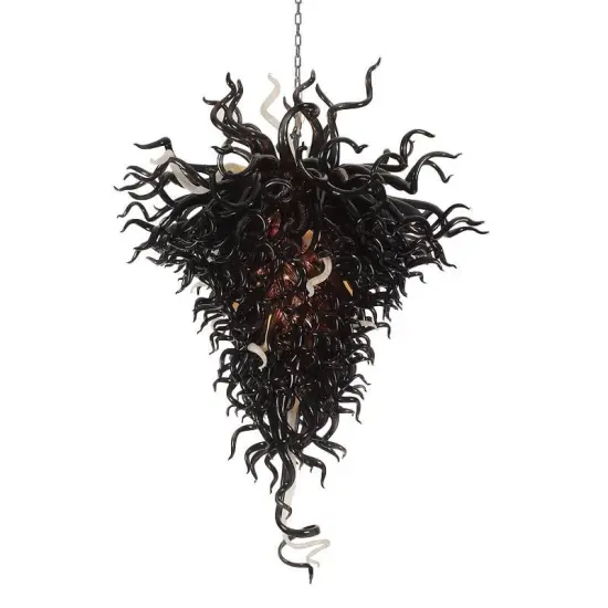 Chihuly Style DIY Black Glass LED Geometric Chandelier for Interior Restaurant Suspension Lights