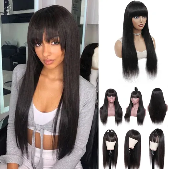 Vigorous double drawn for sale 100 fringes raw real for black women bone straight lace human hair wigs lace front straight