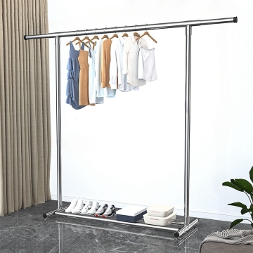 Portable Stainless Steel Rod Rack for Clothes and Shoes in Bathroom