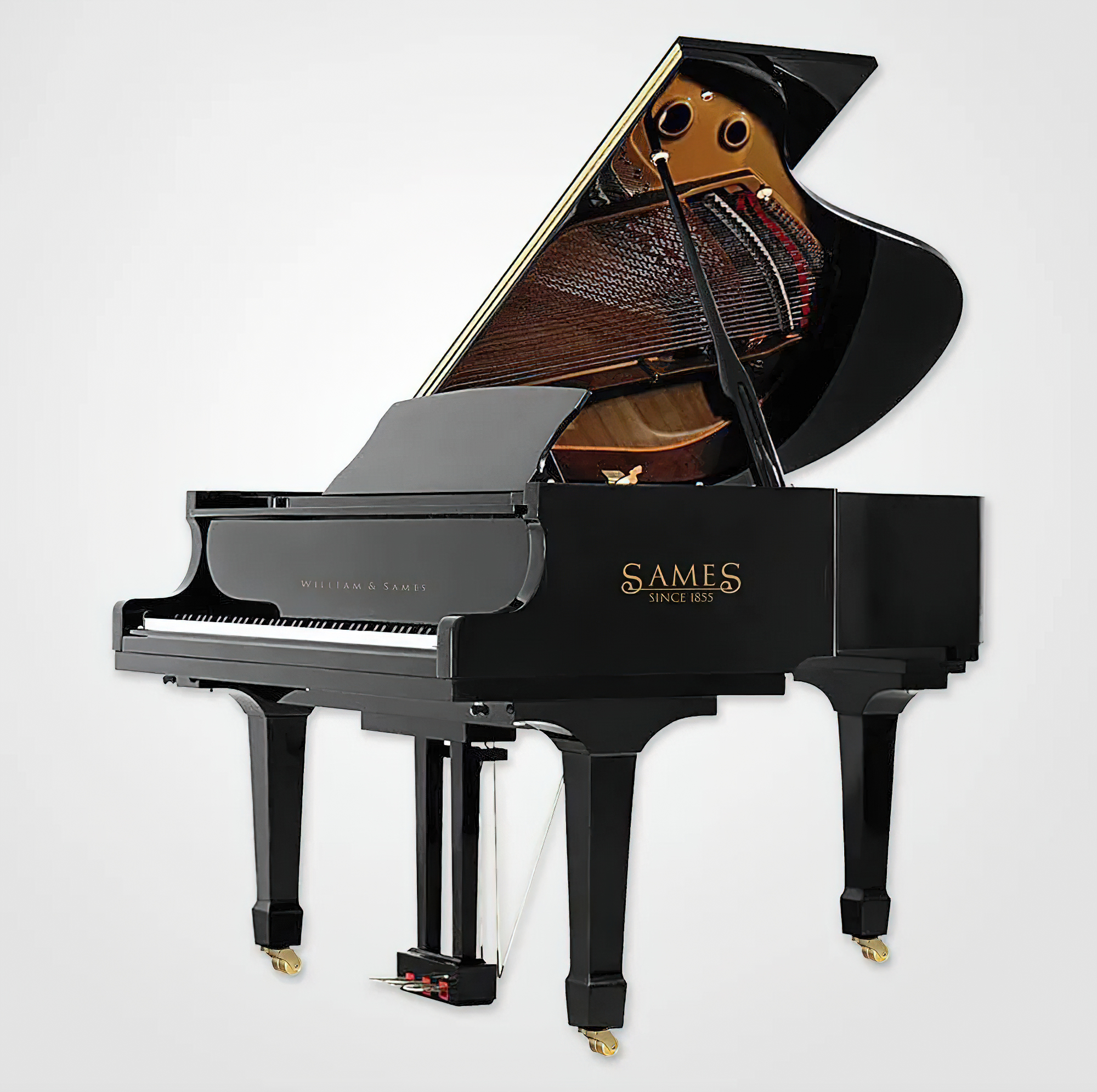 William Sames S186 Grand Piano Black Leštený/biely leštený/orechový matný akustický klavír 186 cm