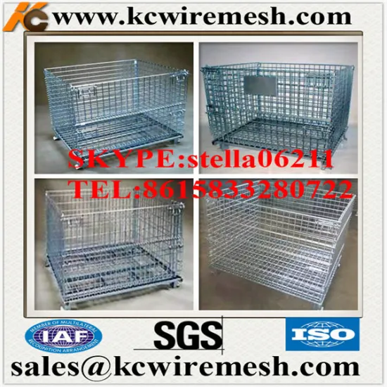 Here!!! Factory!!!!!!! KangChen Wire Container with Lid Security Box Wholesale Wire Baskets Foldable and Stackable Crates