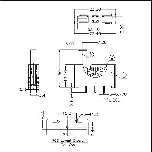 Coin Cell Holders For CR2032 DIP 90°Type 3PINS BT-S-SN-A-CR2032R