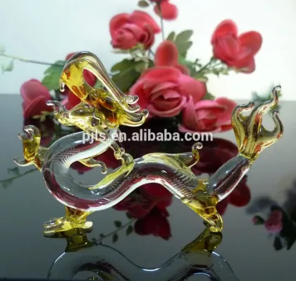 feng shui dragon glass dragon, crystal dragon with base
