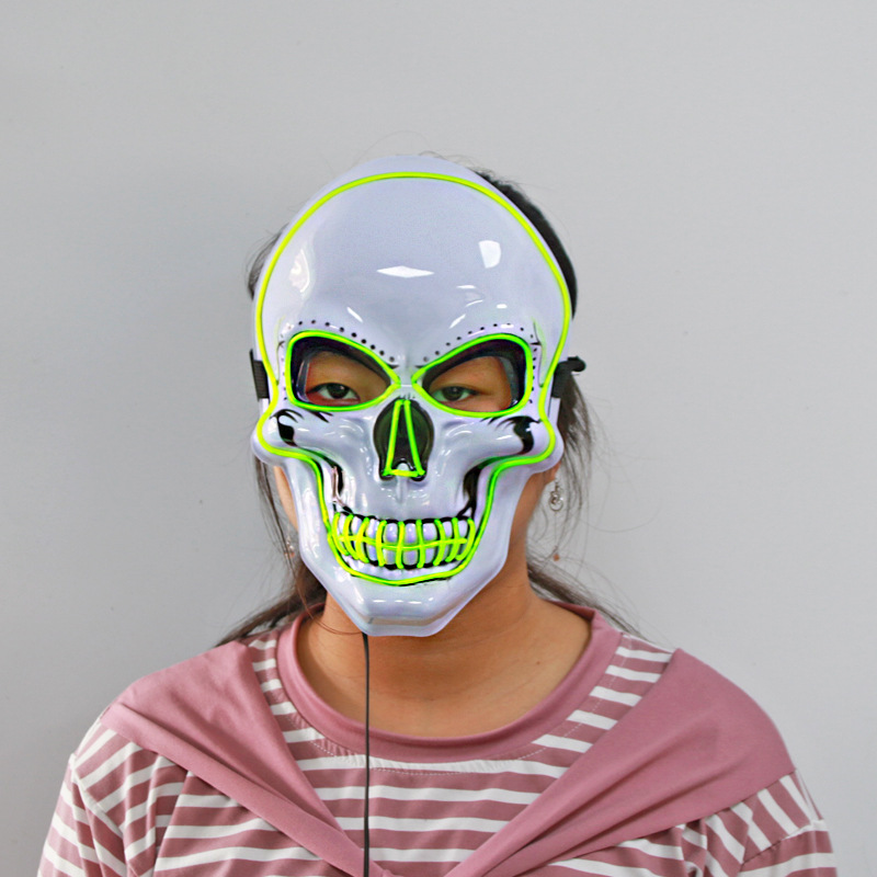 Green White Flame EL Wire Half Mask