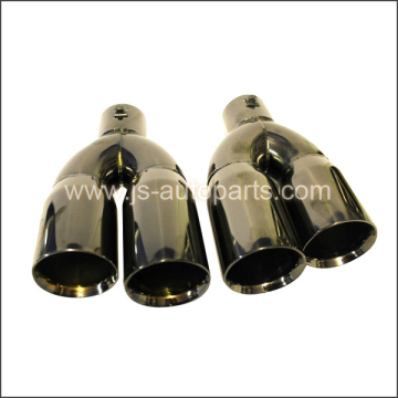 BMW 3 SERIAL BLACK CHROME TAILPIPES 2 X TWIN 3 INCH ROLLED IN S/S OFFSET REAR EXHAUST TRIMS STAGGERED TIPS R & L HAND