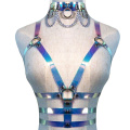 New Gothic Punk Harajuku PVC color leather Body Harness belts Bondage Top Bra Caged Leather metal O Ring Belts Waistband