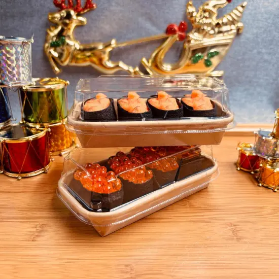 Disposable Recyclable Kraft Paper Food Tray Wth Lid