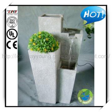 34 Inches Gray Fiberglass Garden Floor Fountain with planter