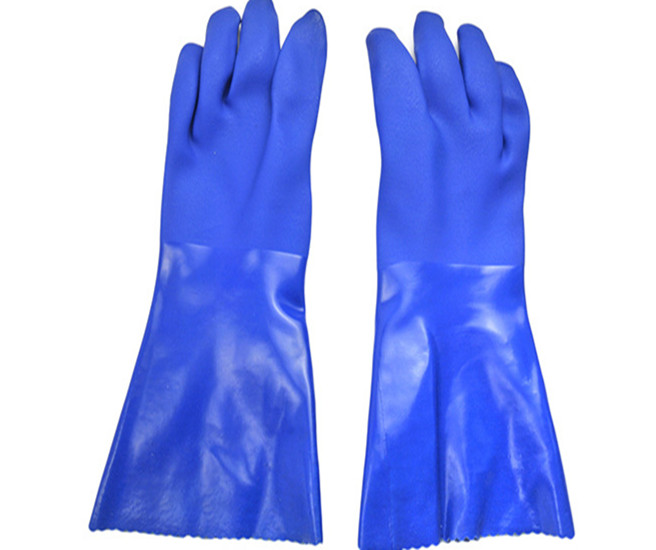 PVC azul inmersión de arenosa Guantes cálidos 40 cm