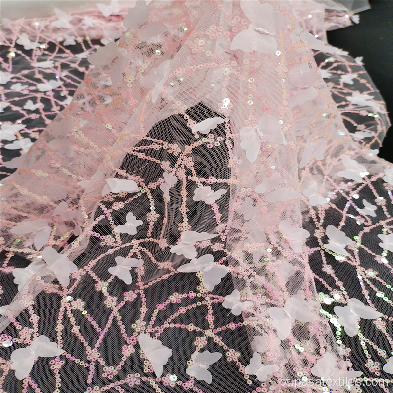 tecido de lantejoulas multicolor rosa de luxo