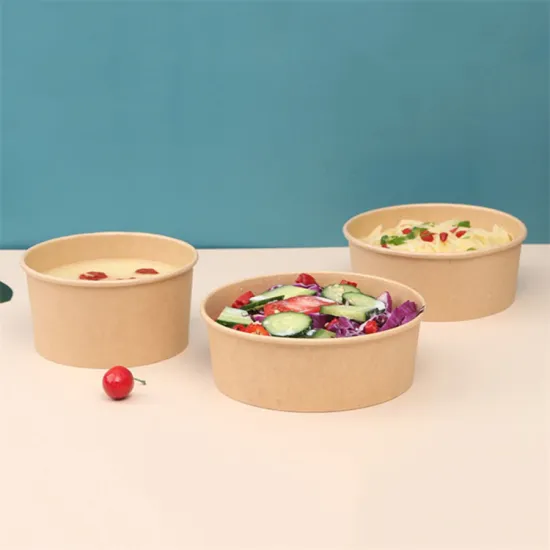 Disposable paper salad takeaway bowl round food container