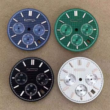 VK63 Quartz Movement Watch Dial Assembly with Green Glow in 33.6mm Size