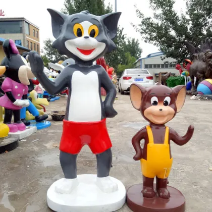 Outdoor decor life size movie character fiberglass tom and jerry comic statue