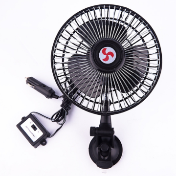 Universal Black Portable Mini Car Fan - 12V 6 Inch with Suction Cup