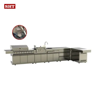 304 Stainless Steel BBQ Gas Charcoal Grill Island Outdoor Kitchen
