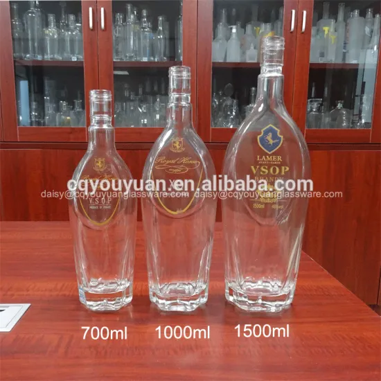 700ml 1000ml 1500ml different size cheap lead free glass bottles for liquor