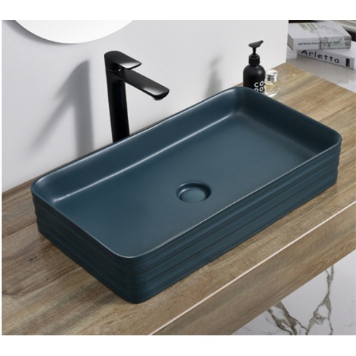 Fregadero de cerámica negro mate rectangular de artículos sanitarios modernos