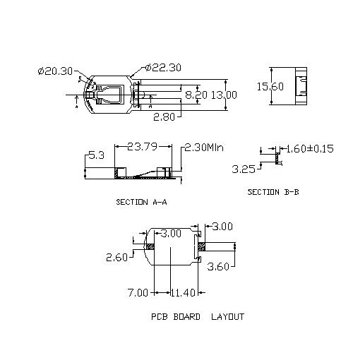 Coin Cell Holders FOR CR2032O BT-M-GO-R-CR2032O