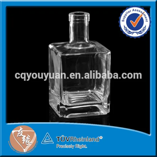 liquor packaging super flint glass material vodka brandy rum heavy weight square 50cl glass bottle with cork