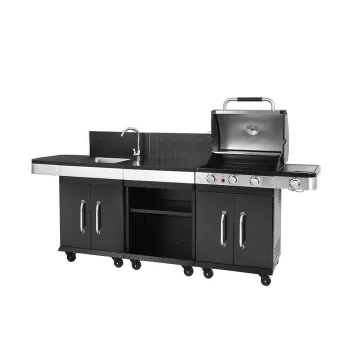 Household Stainless Steel With Sink Gas Grill Kitchen Cabinet Trolley Cast Iron Cooking Grill