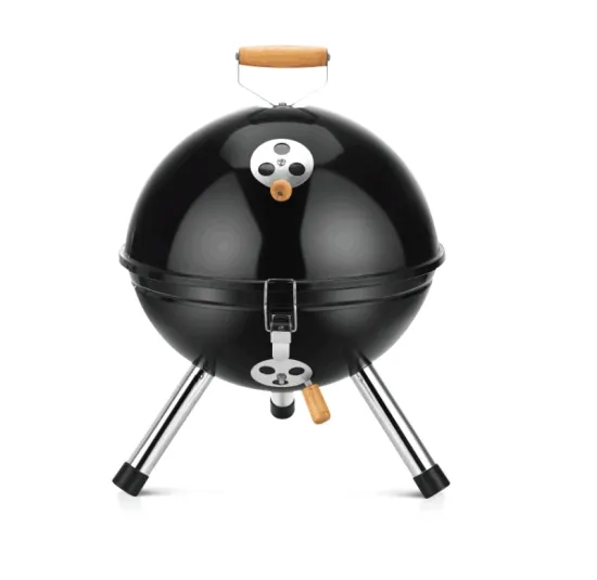 Outdoor Camping Charcoal Grill Smoker 12 Inch Round Football Shape Barbecue Grill BBQ